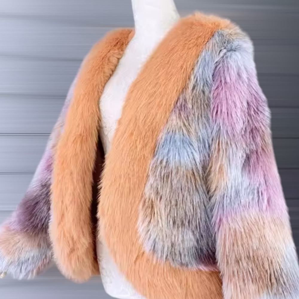 Ombre Multicolor Faux Fur Jacket - Picture 3 of 7
